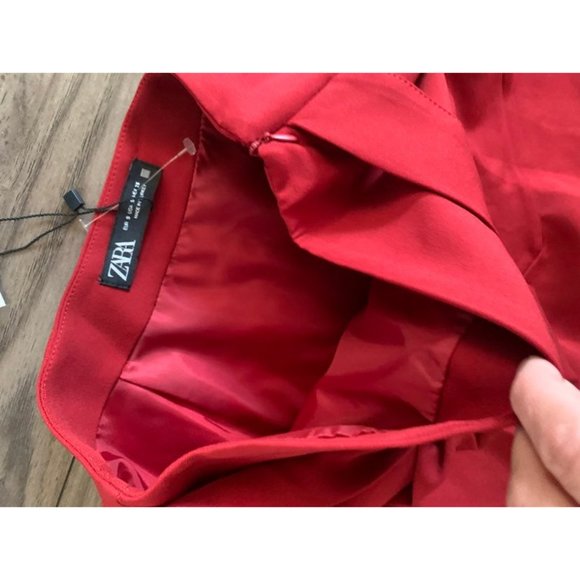 Zara Gorgeous red ribbon tie skirt deep dark valentines holiday red - Picture 4 of 7